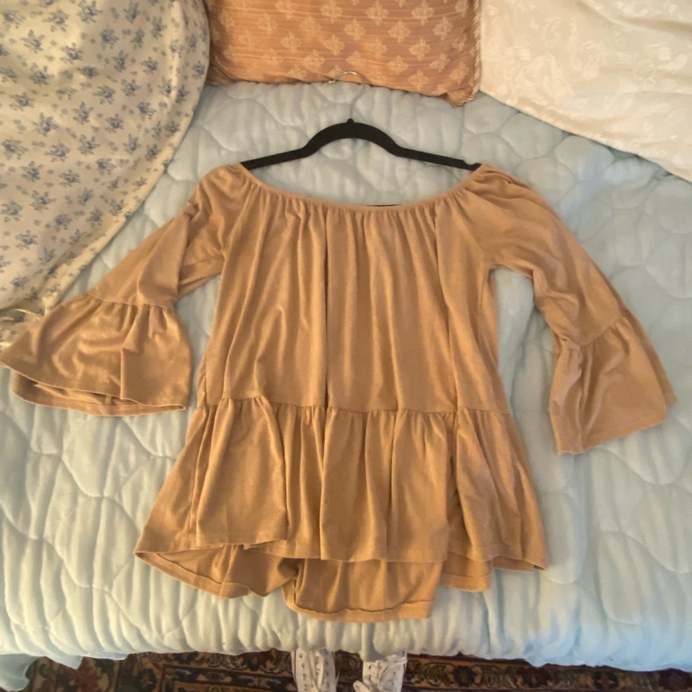 Suede off the shoulder blouse